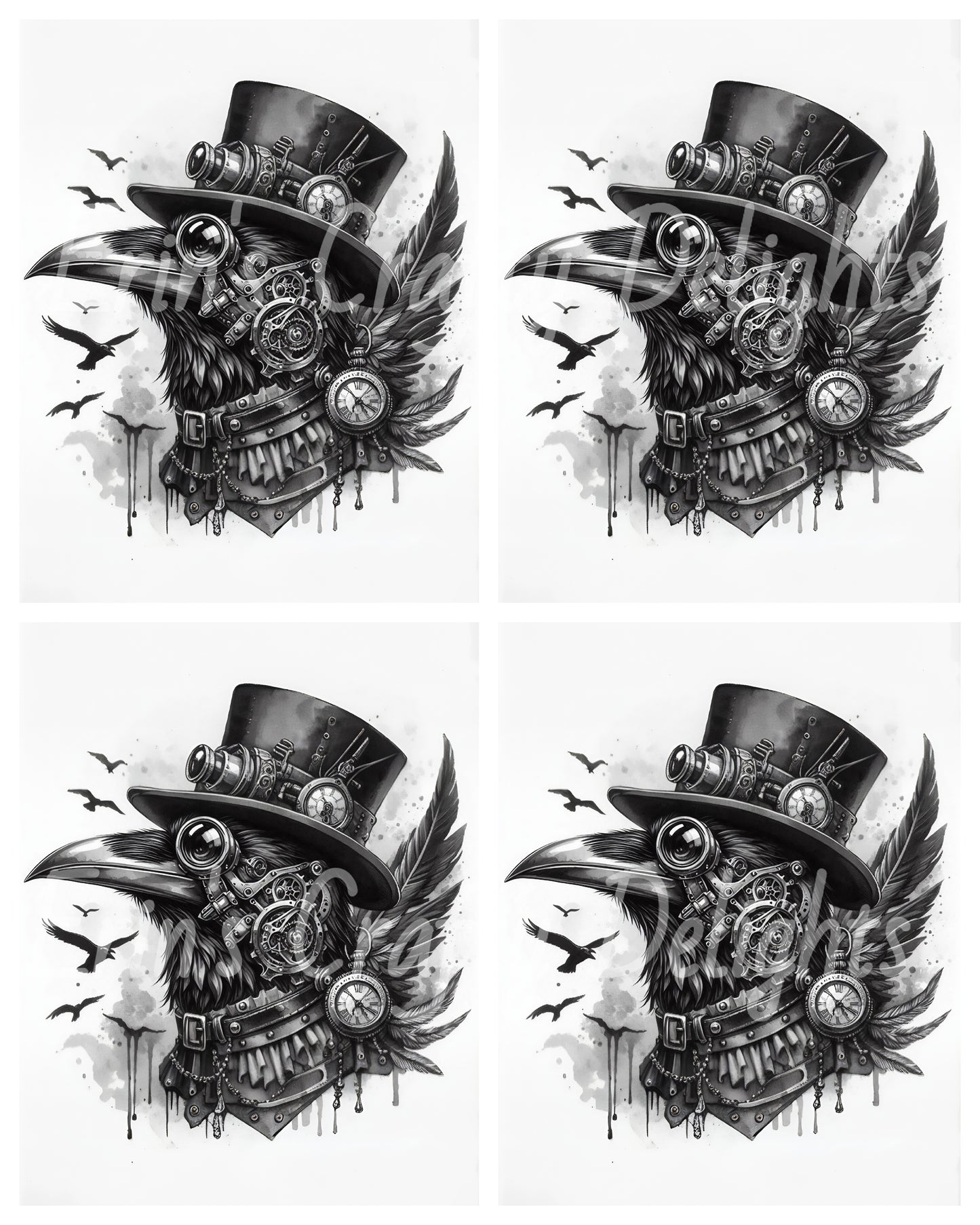 2 Steampunk Raven