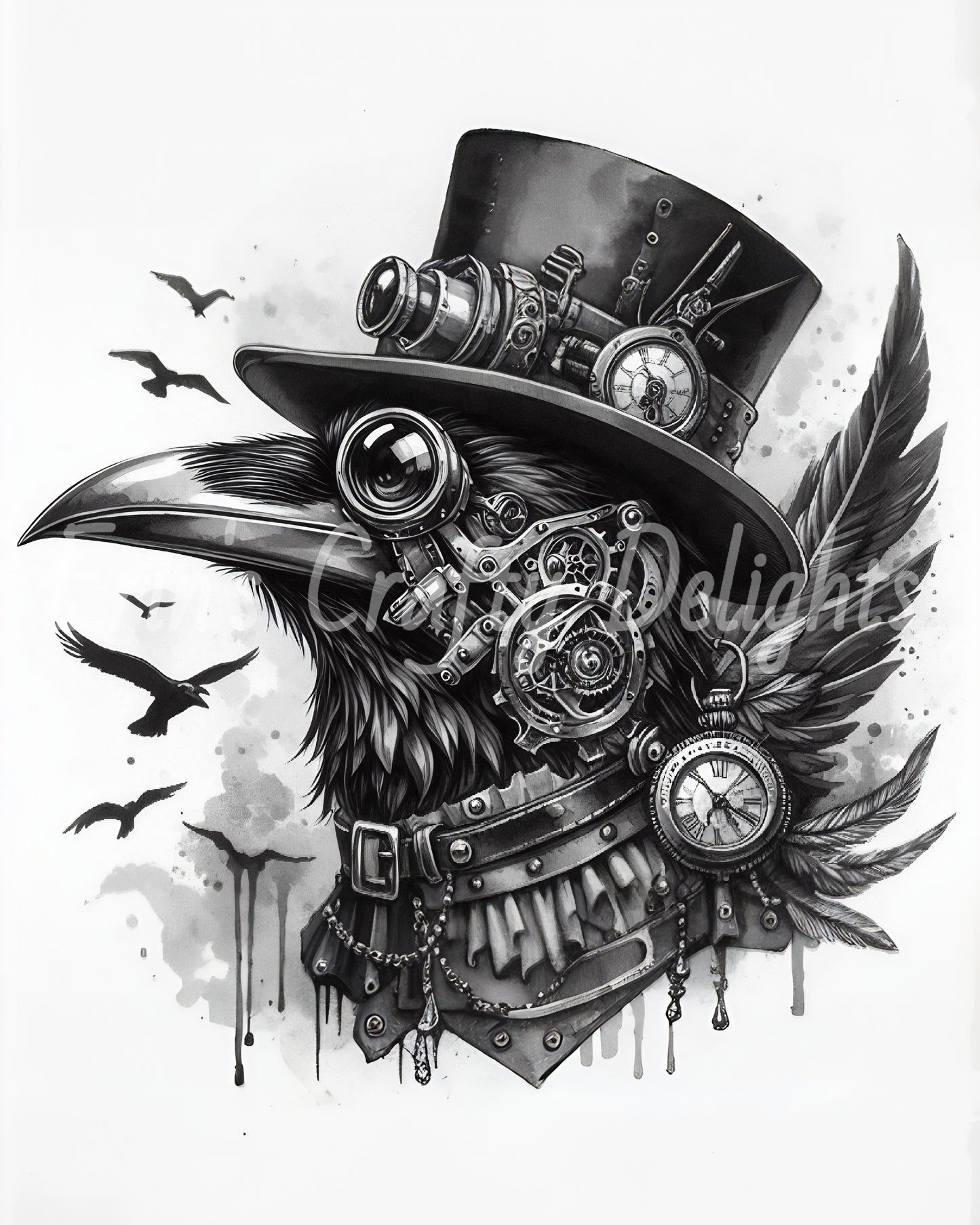2 Steampunk Raven
