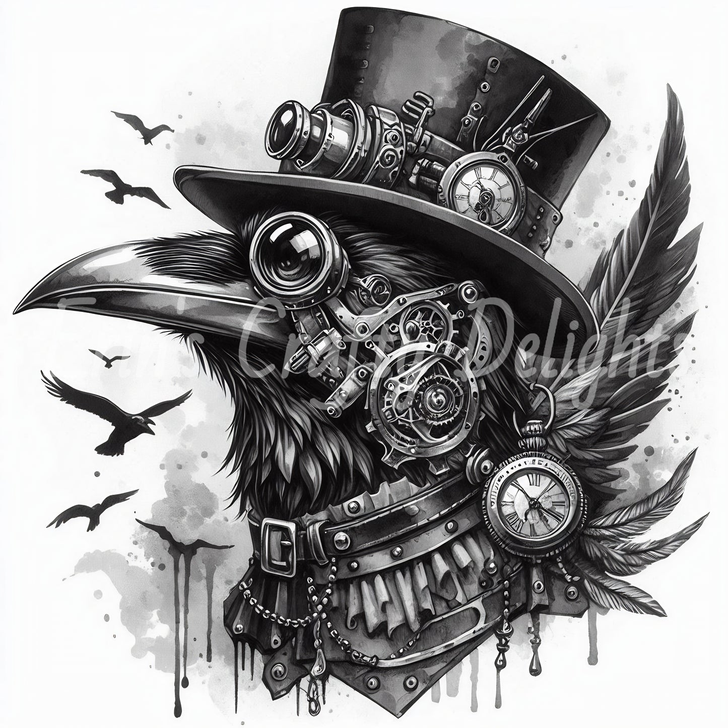 2 Steampunk Raven