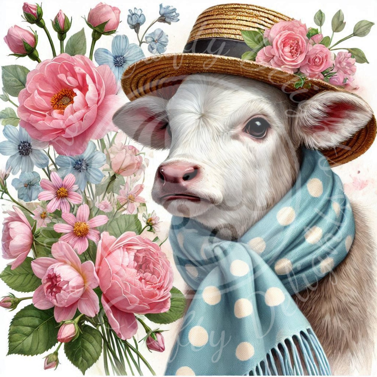 3 Spring Calf with Hat and Scarf