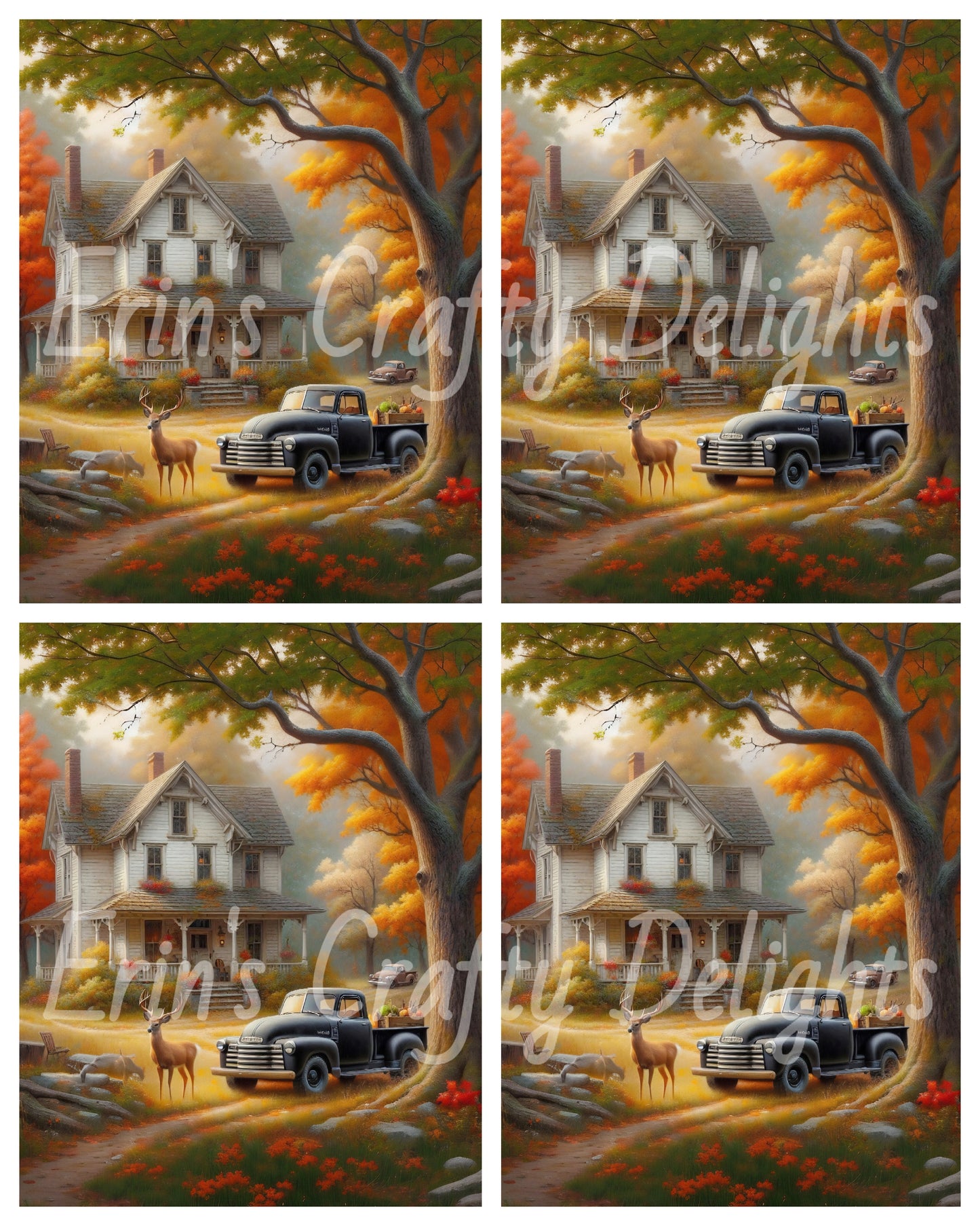 1 Autumn Black Truck and Farmhouse