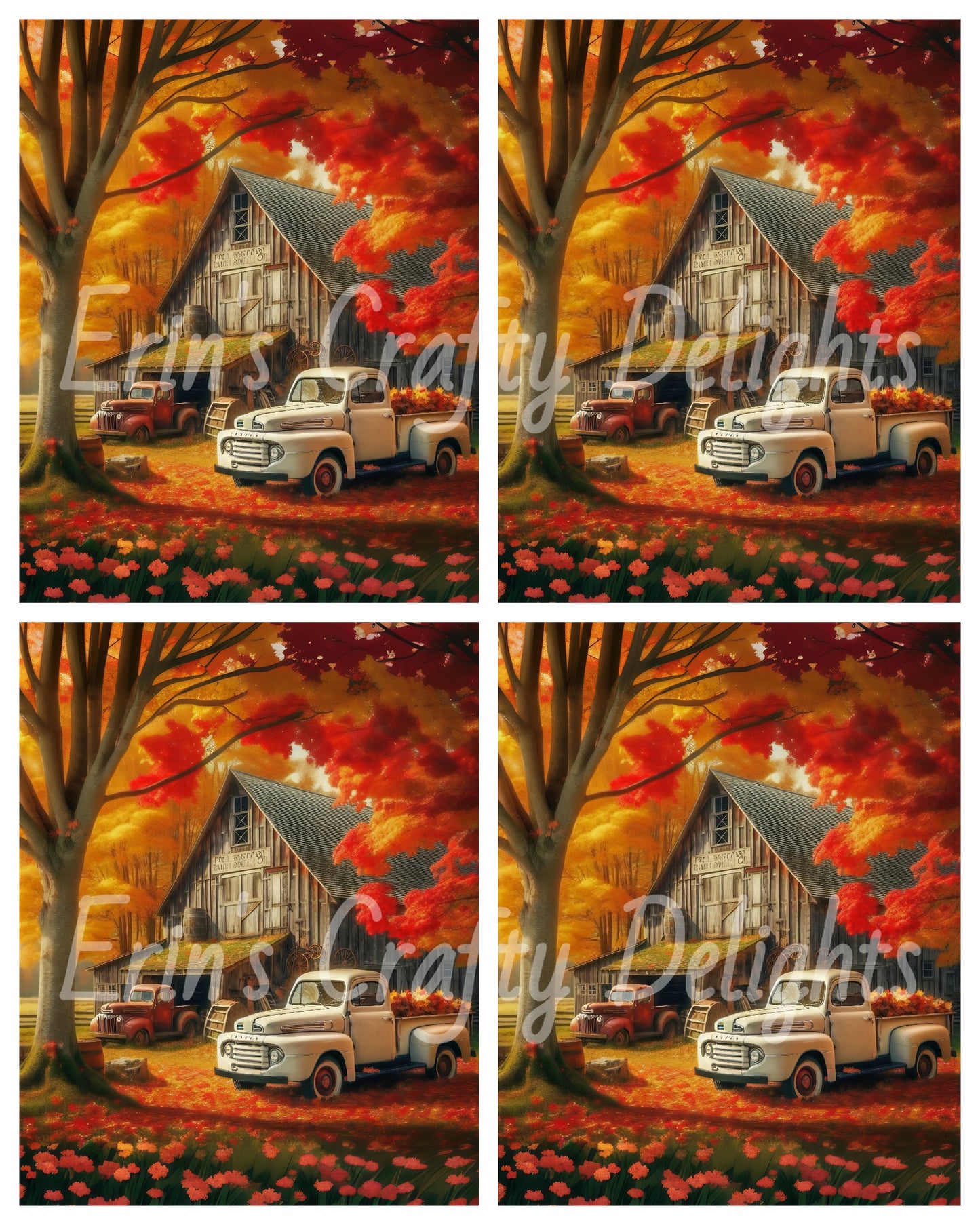 1 Autumn White Truck and Barn