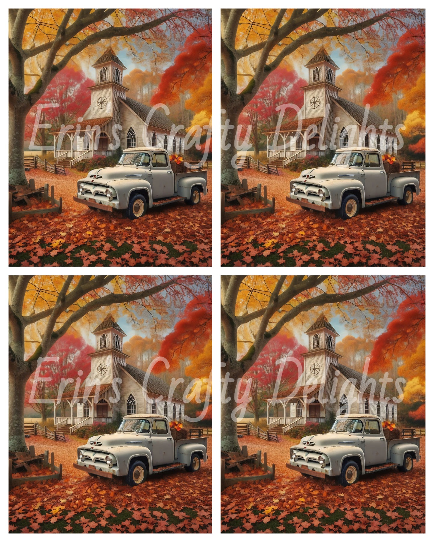 1 Autumn White Truck and Church