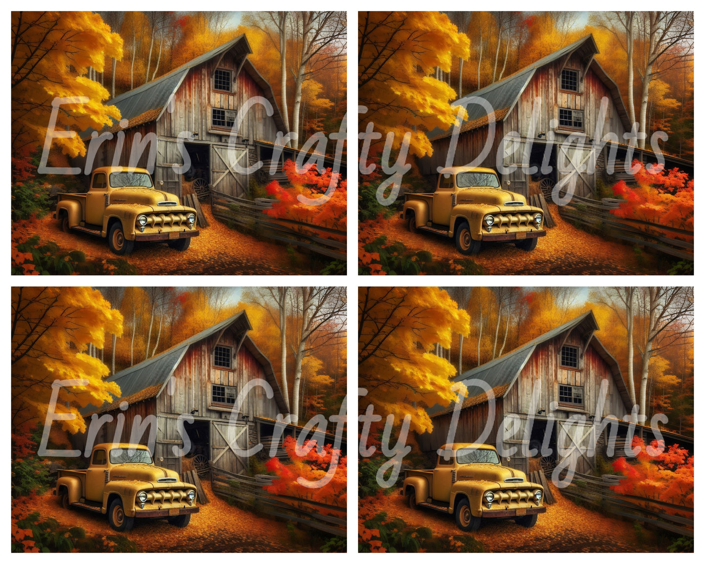 1 Autumn Yellow Truck and Barn