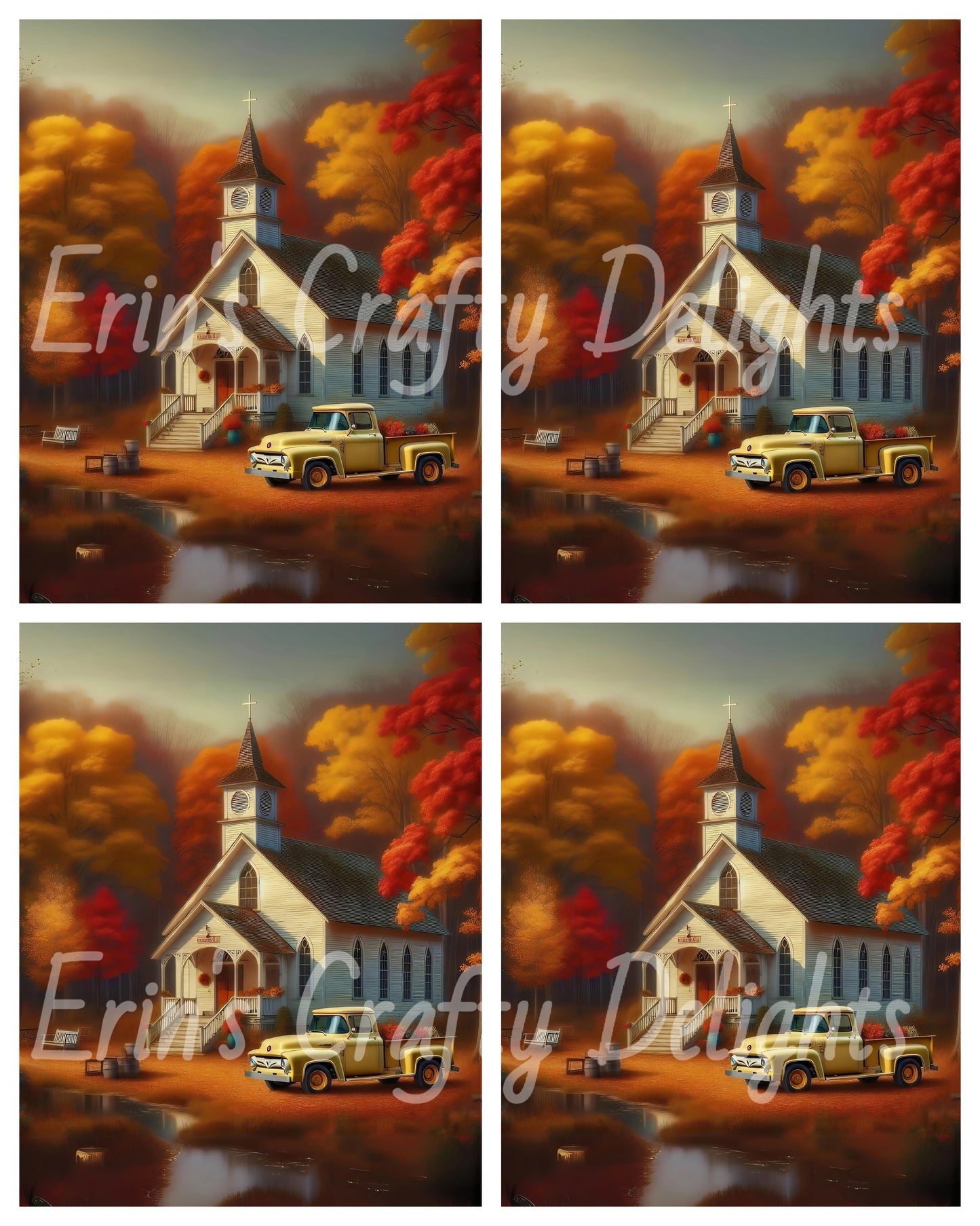 1 Autumn Yellow Truck and Church