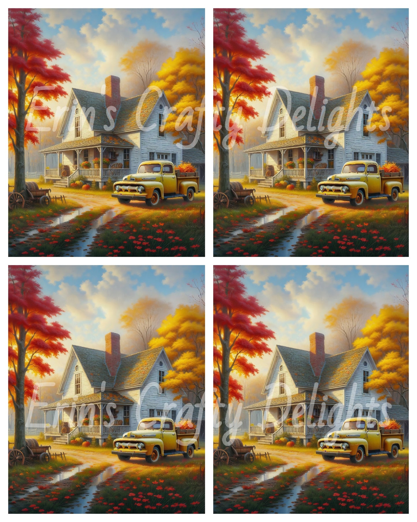 1 Autumn Yellow Truck and Farmhouse