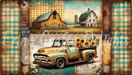 Yellow Gingham Trucks Set 2